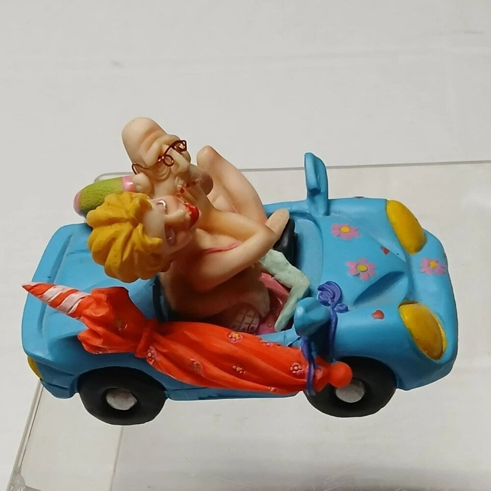 A Gift Corp Old Man & Busty Blonde Dune Buggy Ceramic Figurine Ft Lauderdale